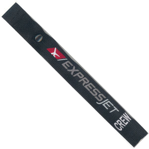 Express Jet  in Red, White and Gray on a Black Bag Tag