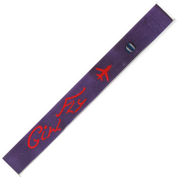 Fly Girl and Airplane in Red on a Purple Bag Tag