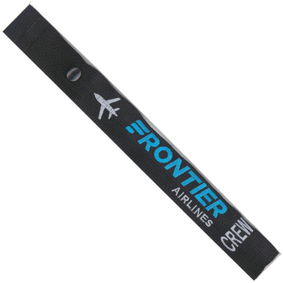 Frontier Airlines (Cyan) - with BASE CODE options in Cyan and Gray on a Black Crew Tag