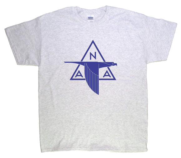 North American logo in Blue on an Ash Tee Shirt