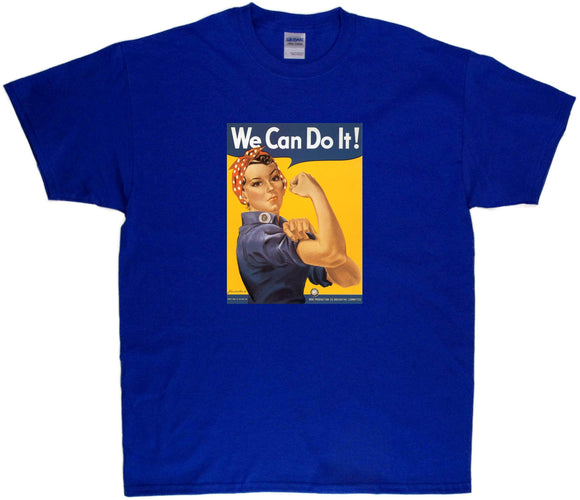 We Can Do It poster on a Antique Royal Tee Shirt