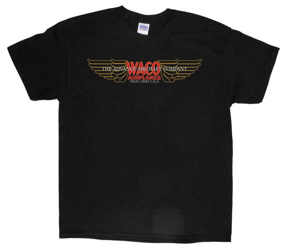 The Advance Aircraft (WACO) logo on a Black Tee Shirt