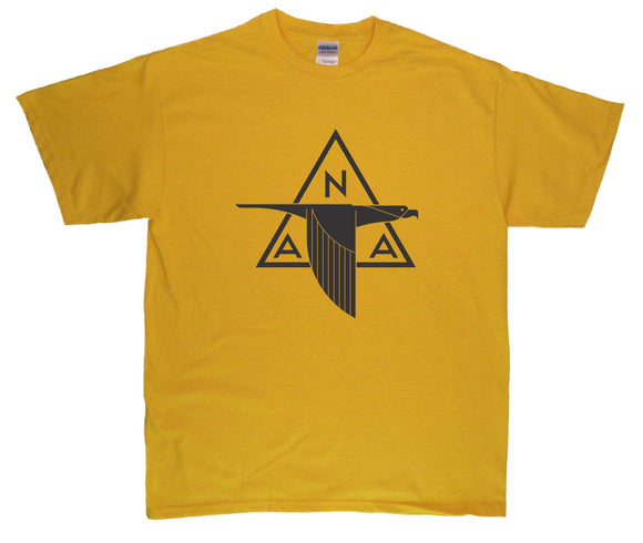 North American logo in Black on a Gold Tee Shirt
