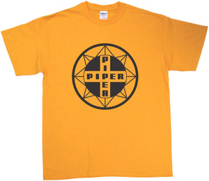 Piper Compass logo on a Gold Tee Shirt