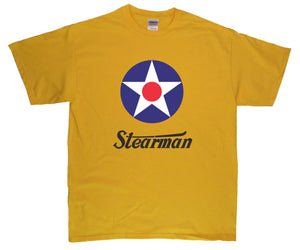 Star Insignia with Stearman Stenciled logo on a Gold Tee Shirt