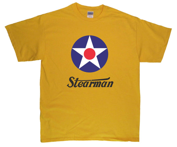 Star Insignia with Stearman Stenciled logo on a Gold Tee Shirt