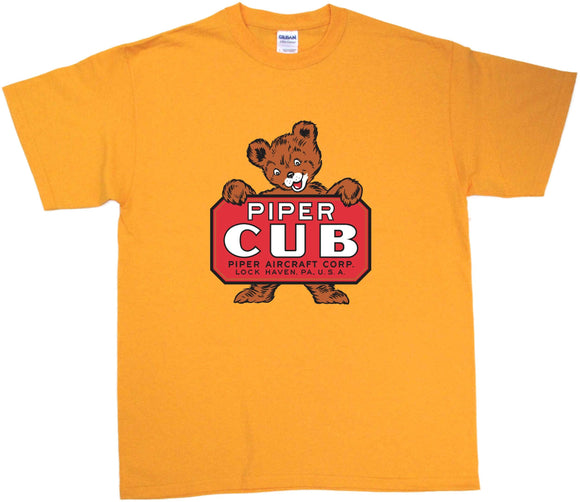 Piper Cub logo on a Gold Tee Shirt