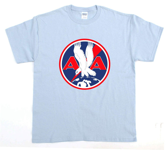 American Airlines logo on a Light Blue Tee Shirt