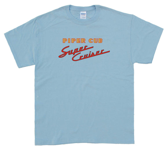 Piper Cub Super Cruiser logo on a Light Blue Tee Shirt