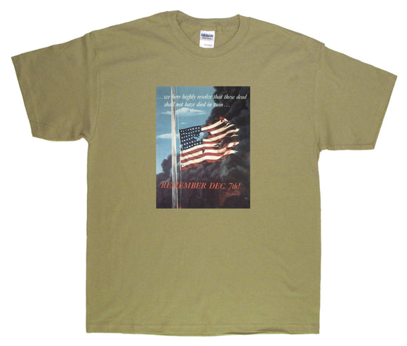 Remember Dec. 7th poster on a Prairie Dust Tee Shirt