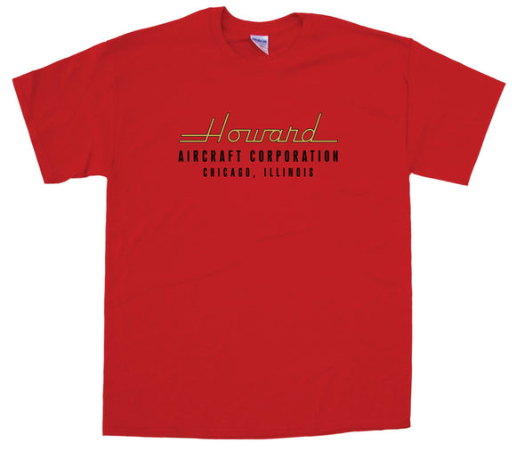 Howard Aircraft logo on a Red Tee Shirt