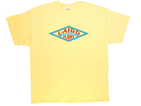 Laird Planes logo on a Yellow Haze Tee Shirt