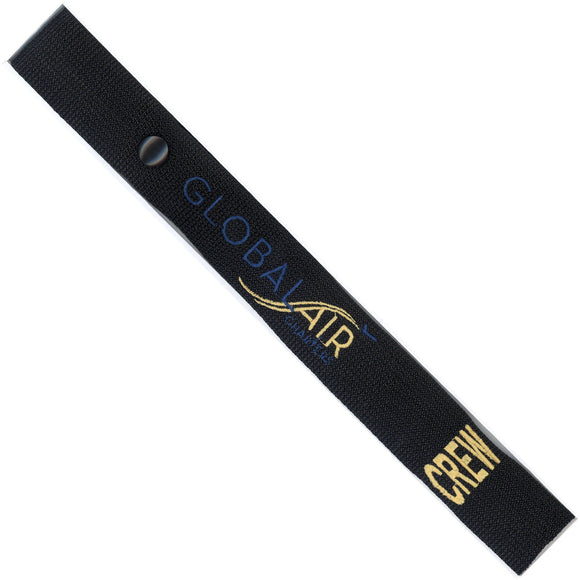 Global Air  in Blue and Gold on a Black Crew Tag