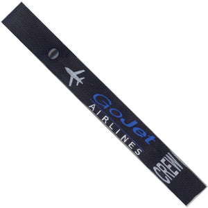 GoJet Airlines  in Blue, White and Gray on a Black Crew Tag