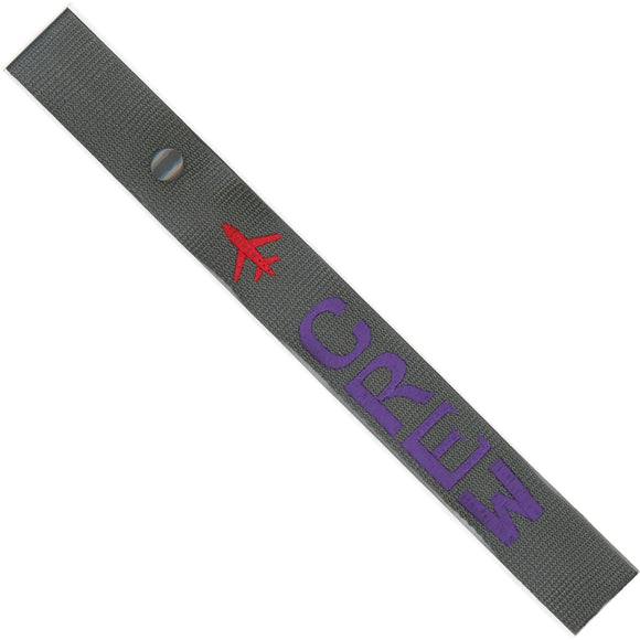 Crew - Airplane in Purple/Red on Gray Bag Tag