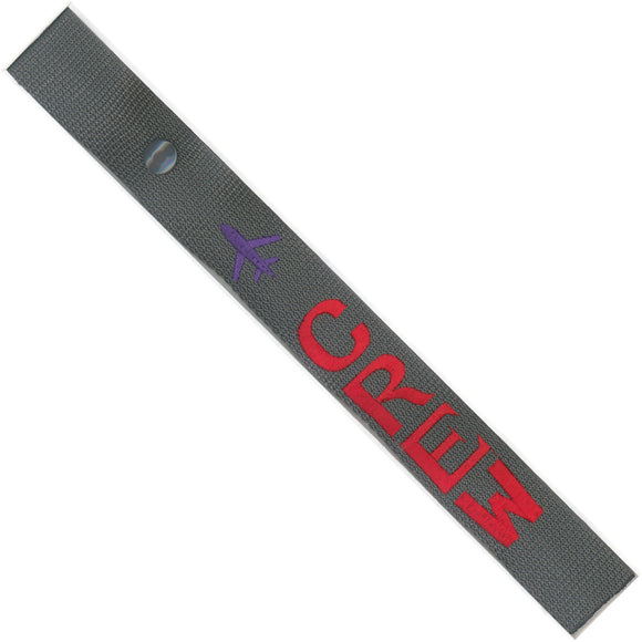 Crew - Airplane in Red/Purple on Gray Bag Tag