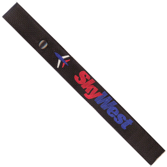 SkyWest w/o CREW  in Red, Blue and White on a Black Bag Tag