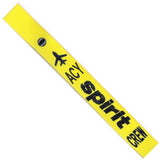 Spirit Airlines ACY in Black on a Yellow Crew Tag