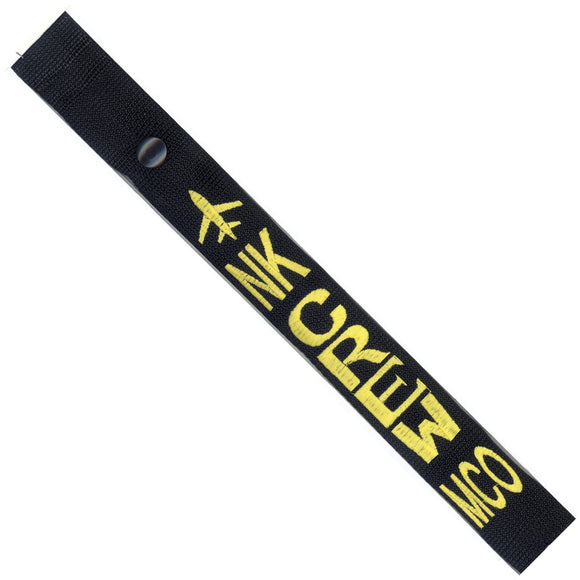 Spirit Colors MCO in Yellow on a Black Crew Tag
