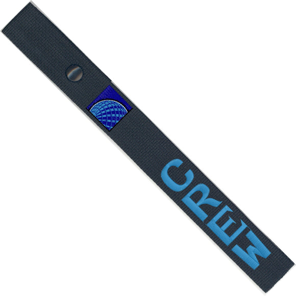 United Airlines - with BASE CODE options in Blue, White and Gray on a Black Crew Tag