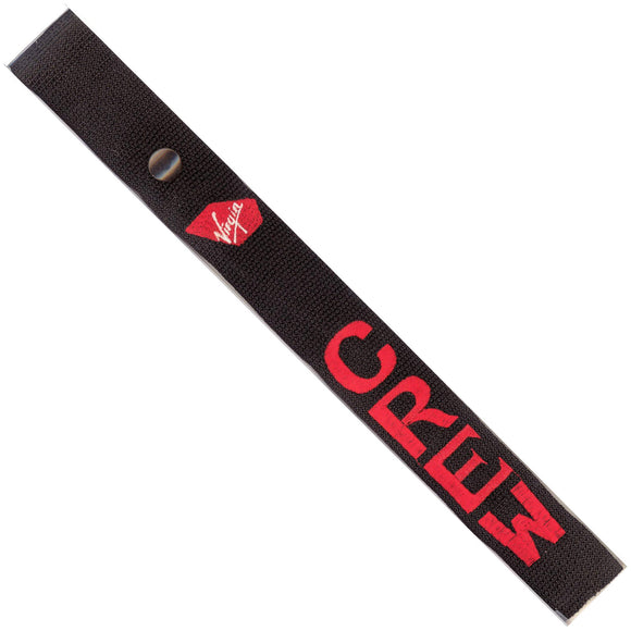 Virgin Air  in Red and White on a Black Crew Tag