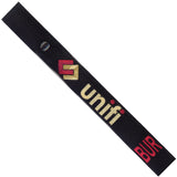 unifi Services BUR in Red, Gold and Red on a Black Crew Tag