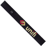 unifi Services  in Red and Gold on a Black Crew Tag
